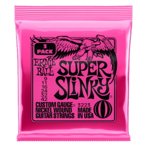 Ernie Ball Super Slinky Nickel Wound Electric Guitar Strings 9–42 – 3-Pack