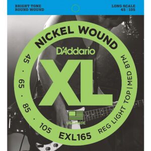 D'Addario EXL165 XL Nickel Bass Guitar Strings – 45–105 – Long Scale