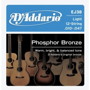 D'Addario Guitar Strings – Phosphor Bronze Acoustic Guitar Strings – EJ38 – Rich, Full Tonal Spectrum – for 12 String Guitars